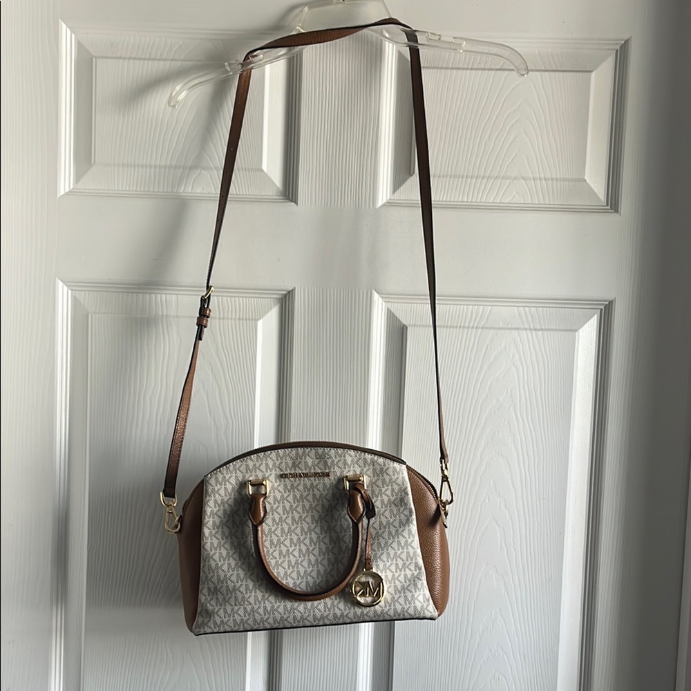 Michael Kors Brown and Cream Crossbody Bag EUC
